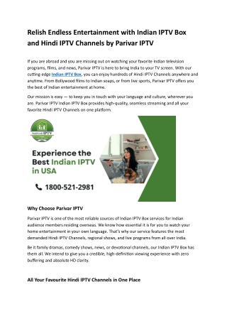 Relish Endless Entertainment with Indian IPTV Box