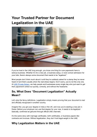 Your Trusted Partner for Document Legalization in the UAE