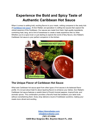 Experience the Bold and Spicy Taste of Authentic Caribbean Hot Sauce