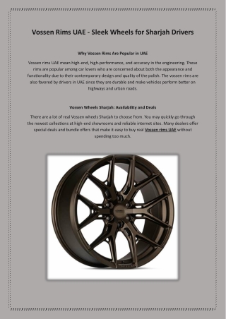 Vossen Rims UAE - Sleek Wheels for Sharjah Drivers