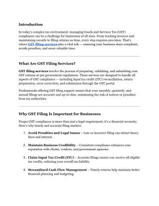Expert GST Filing Services for Businesses