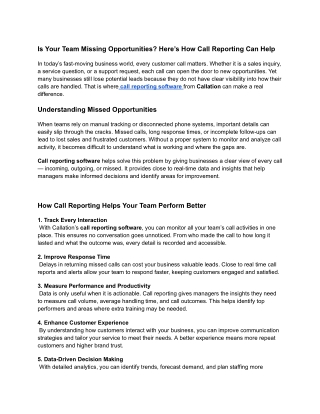 How Call Reporting Software Helps Businesses Capture Every Opportunity