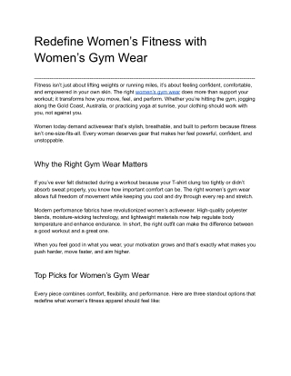 Redefine Women’s Fitness with Women’s Gym Wear