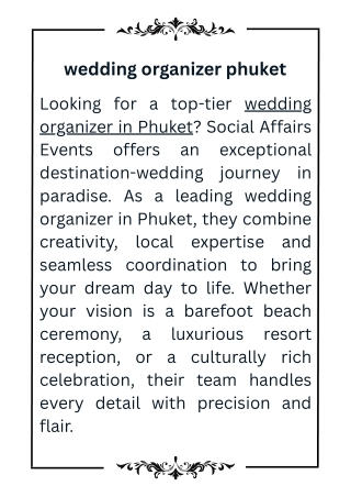Looking for a top-tier wedding organizer in Phuket