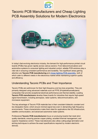 Taconic PCB Manufacturers | Cheap Lighting PCB Assembly