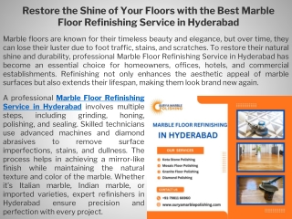 Restore the Shine of Your Floors with the Best Marble Floor Refinishing Service