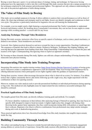 Boxing Technique Breakdown: Film Study Sessions in Vancouver