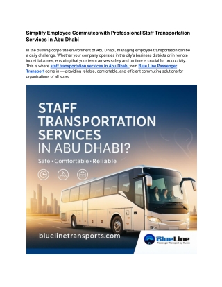 Simplify Employee Commutes with Professional Staff Transportation Services in Abu Dhabi