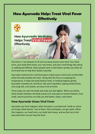 How Ayurveda Helps Treat Viral Fever Effectively