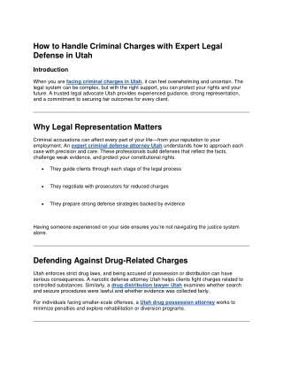 How to Handle Criminal Charges with Expert Legal Defense in Utah