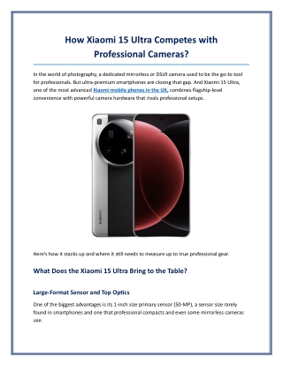How Xiaomi 15 Ultra Competes with Professional