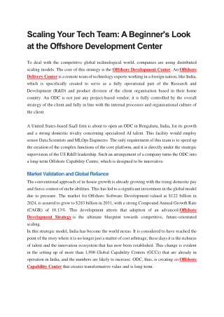 Scaling Your Tech Team: A Beginner's Look  at the Offshore Development Center