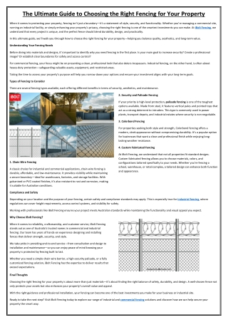 The Ultimate Guide to Choosing the Right Fencing for Your Property