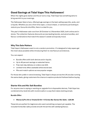 Good Savings at Tidal Vape This Halloween!