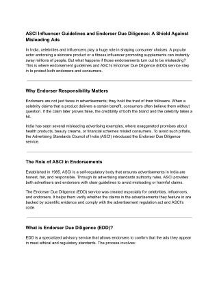 ASCI Influencer Guidelines and Endorser Due Diligence_ A Shield Against Misleading Ads
