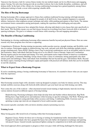 Boxing Conditioning Bootcamp in Vancouver: Sweat-Tested Programs