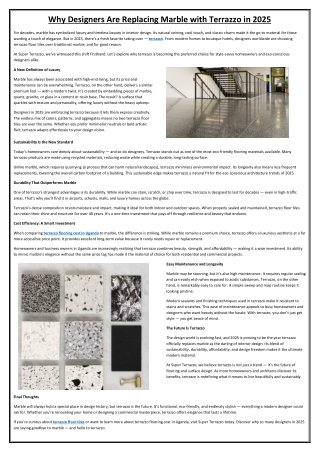 Why Designers Are Replacing Marble with Terrazzo in 2025