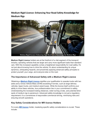 Medium Rigid Licence Enhancing Your Road Safety Knowledge for Medium Rigs.docx