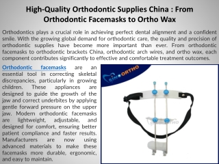 High-Quality Orthodontic Supplies China  From Orthodontic Facemasks to Ortho Wax