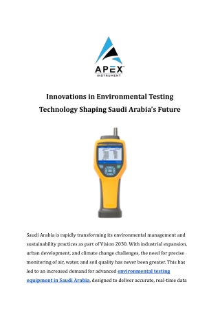 Innovations in Environmental Testing Technology Shaping Saudi Arabia’s Future
