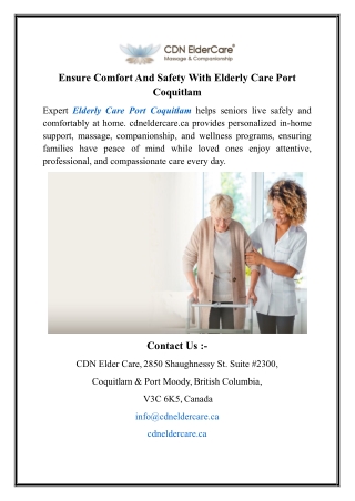 Ensure Comfort And Safety With Elderly Care Port Coquitlam