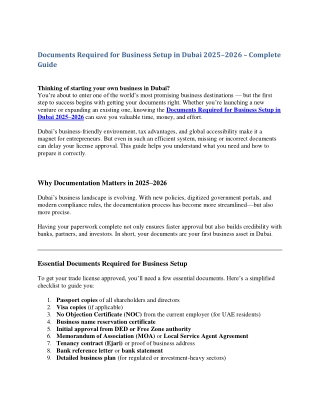 Documents Required for Business Setup in Dubai 2025