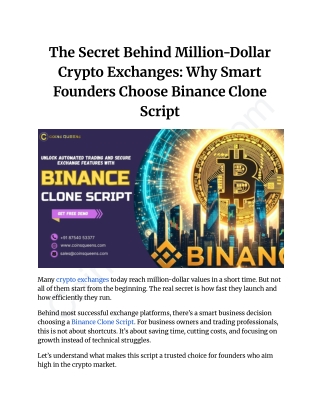 The Secret Behind Million-Dollar Crypto Exchanges_ Why Smart Founders Choose Binance Clone Script