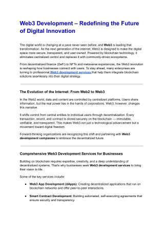 What Is Web3 and Why It Matters