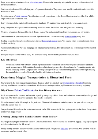 Private Taxi Paris: Luxury Transportation to Disneyland Paris