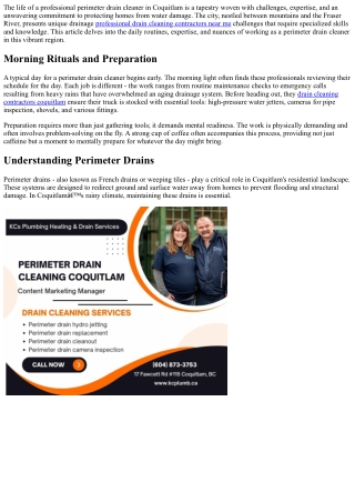 A Day in the Life of a Professional Perimeter Drain Cleaner in Coquitlam