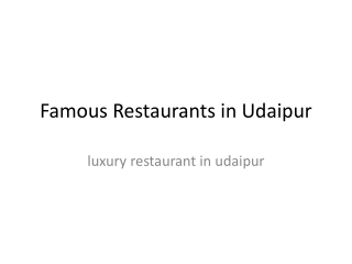 Famous Restaurants in Udaipur