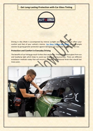 Get Long-Lasting Protection with Car Glass Tinting