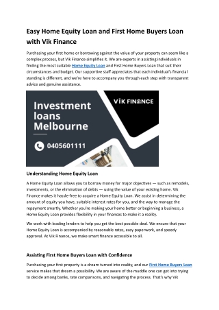 Easy Home Equity Loan with Vik Finance