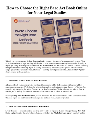 How to Choose the Right Bare Act Book Online for Your Legal Studies