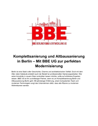 Renovierung Berlin – Innenausbau und Modernisierung