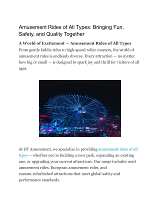 Amusement Rides of All Types_ Bringing Fun, Safety, and Quality Together