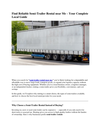 Find Reliable Semi-Trailer Rental near Me – Your Complete Local Guide