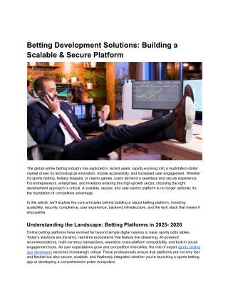 Betting Development Solutions  Building a Scalable & Secure Platform