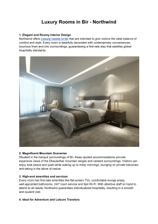 Luxury Rooms in Bir - Northwind