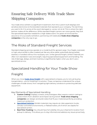 Ensuring Safe Delivery With Trade Show Shipping Companies