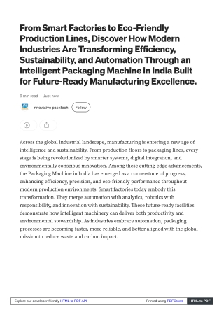 Improve Line Productivity Through Packaging Machine in India