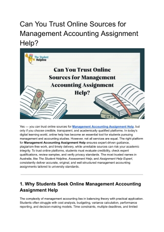 Can You Trust Online Sources for Management Accounting Assignment Help