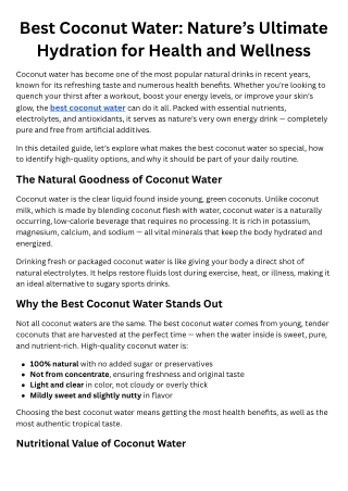 Best Coconut Water Nature’s Ultimate Hydration for Health and Wellness