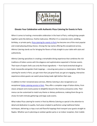 Elevate Your Celebration with Authentic Pizza Catering for Events in Paris