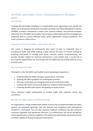 iso 45001 lead auditor course