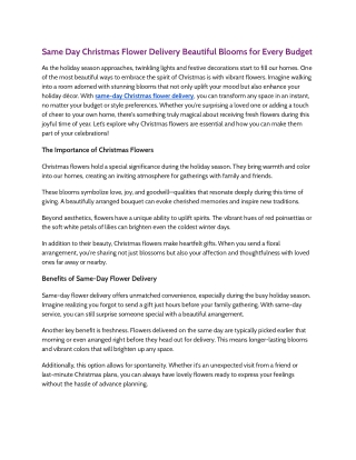 Same Day Christmas Flower Delivery Beautiful Blooms for Every Budget