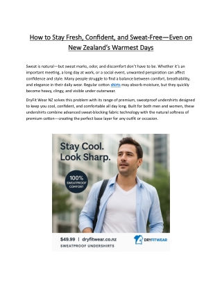 How to Stay Fresh, Confident, and Sweat-Free Even on New Zealand’s Warmest Days