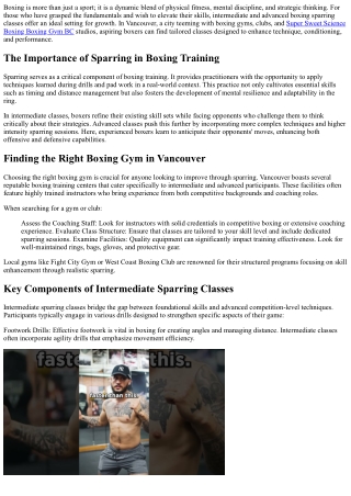 Boxing Sparring Classes in Vancouver: Intermediate and Advanced Development