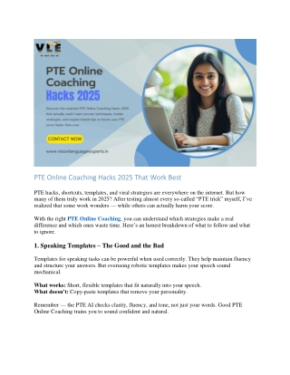 PTE Online Coaching Hacks 2025 That Work Best