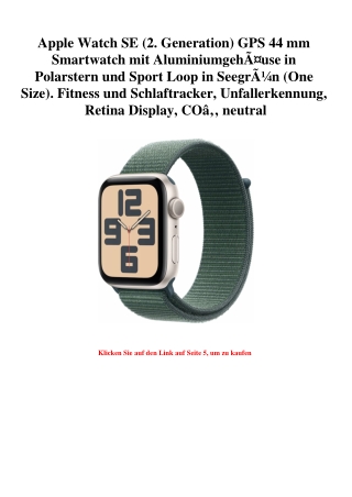0081 Apple Watch SE  2. Generation  GPS 44 mm Smartwatch mit AluminiumgehÃƒÂ¤use in Polarstern und Sport